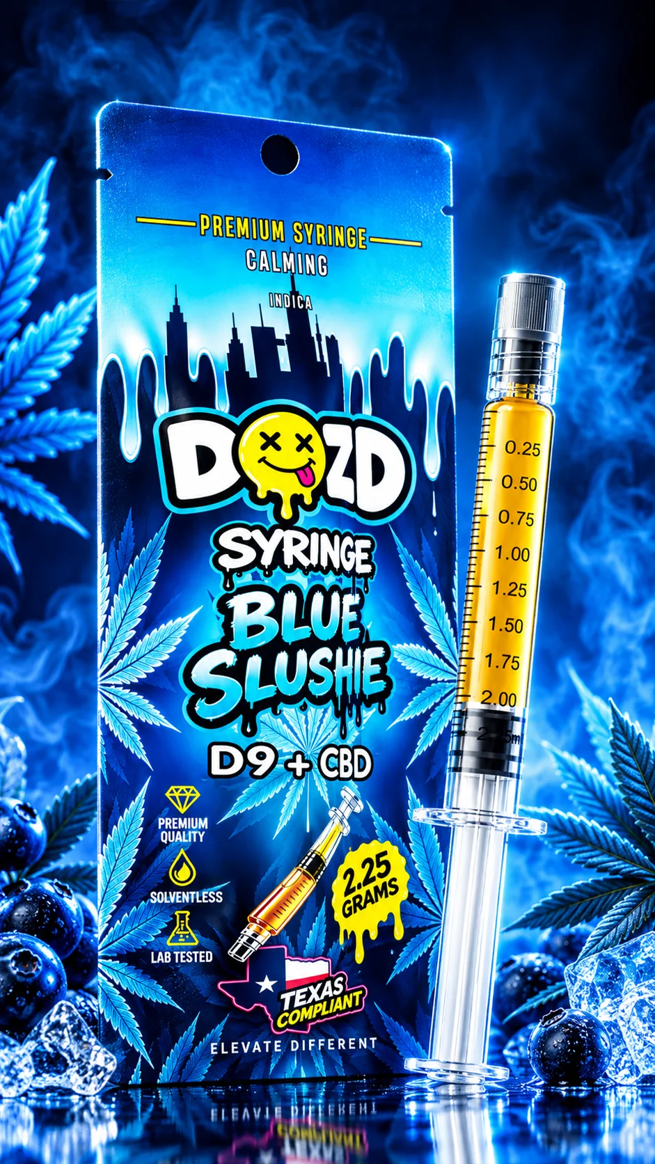 Blue Slushie Syringe Display